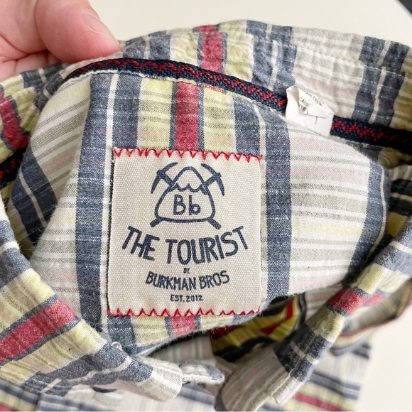 Burkman Bros Men’s Lightweight Cotton Stripe Short Sleeve Button Shirt Medium - Picture 6 of 7